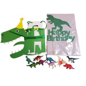 Trex party banner and cake toppers